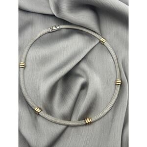 Braided Sterling Silver & 14k Yellow Gold Chain Necklace